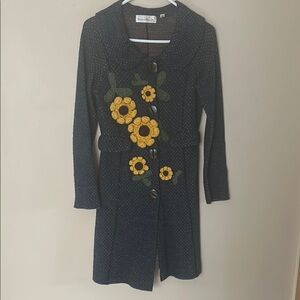 Floral Embellished Cardigan - Black and Yellow